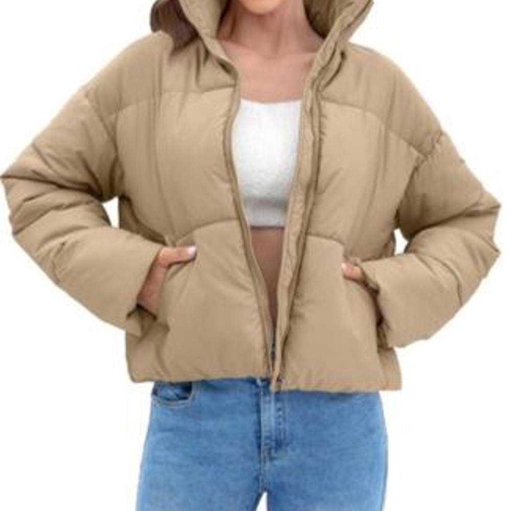 WHN Women's Cropped Puffer Jacket Coat Warm Winter